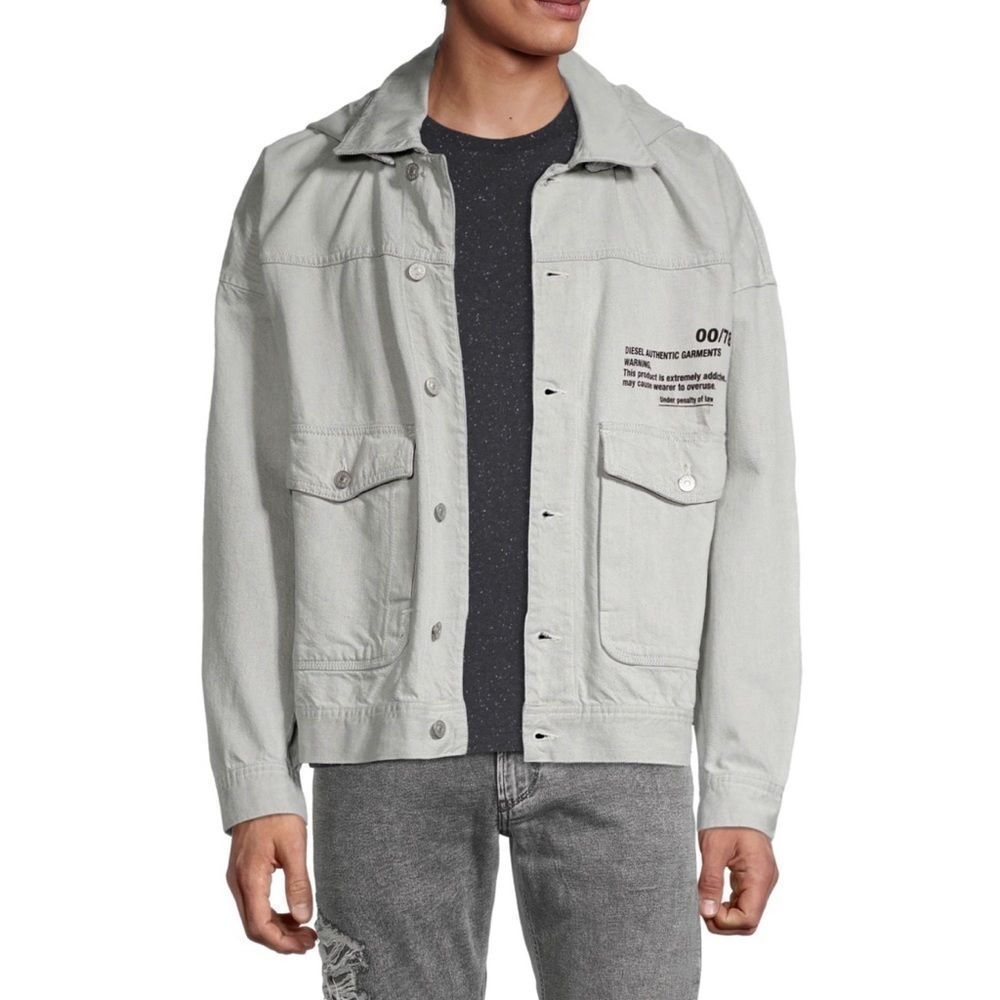 Diesel Eddy Hooded Denim Button Front Bomber Jacket in Men’s Size X Large